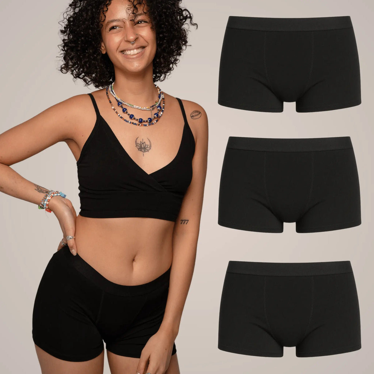 3x Periodenboxer-Shorts für die Nacht