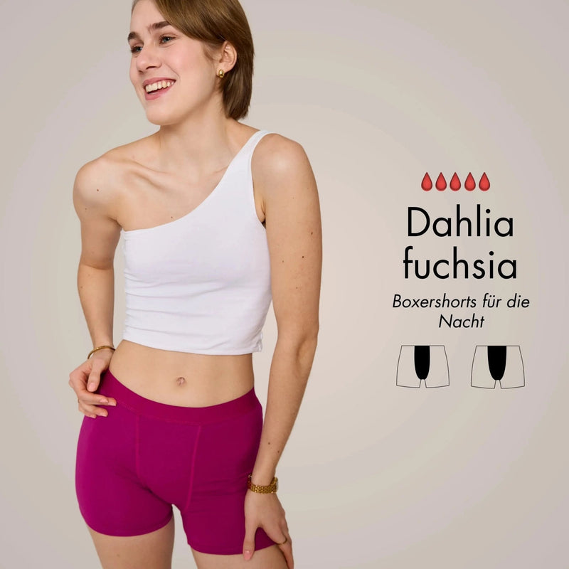 Dahlia fuchsia - Perioden Boxershorts für die Nacht