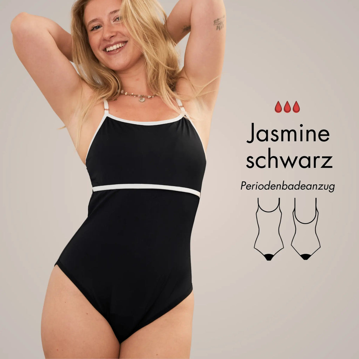 Periodenbadeanzug „Jasmine“ schwarz