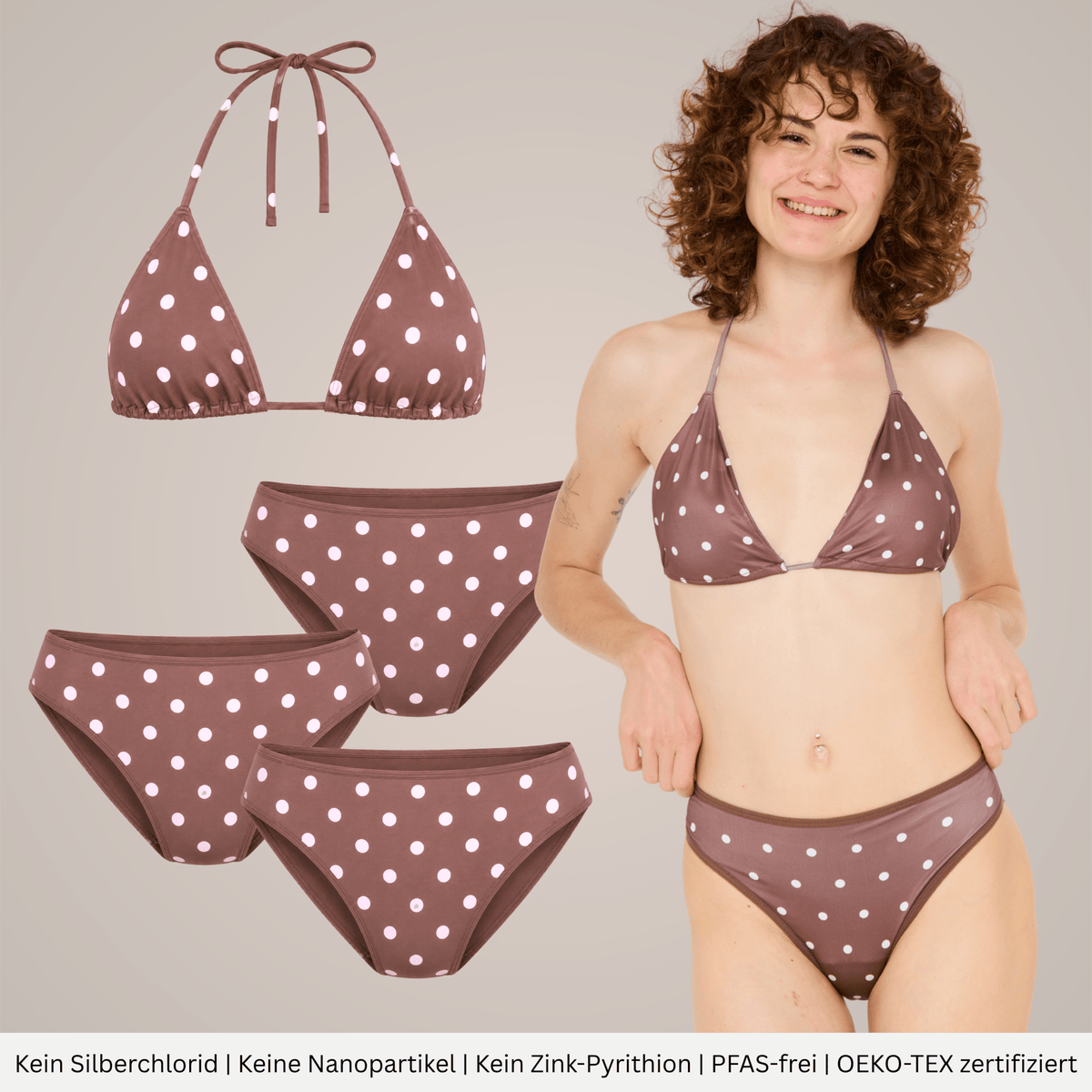 Periodenbikini Set dots - 3x Pantys + Top