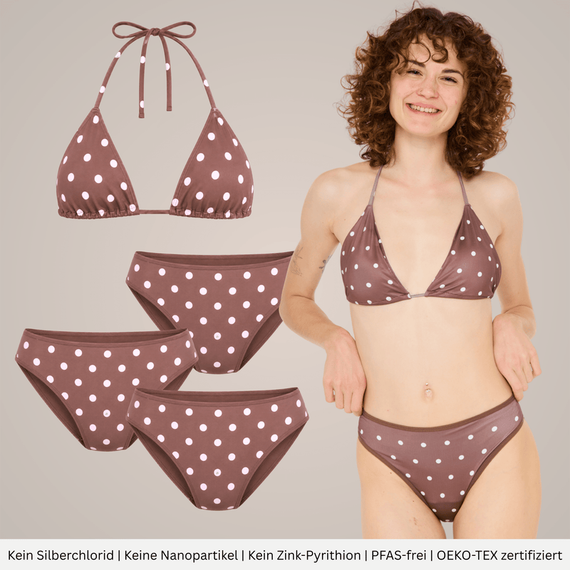 Periodenbikini Set dots - 3x Pantys + Top