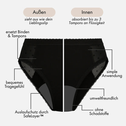 Calendula - highleg Periodenslip mit Spitze