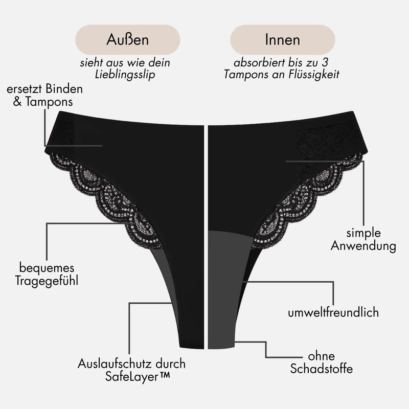 Lingerie Package - 3 Periodenslips mit eleganter Spitze